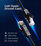 Патч корд Ugreen мережевий кабель 1000 Mбіт\с Ethernet RJ45 Cat 6 круглий 2М Black (NW102) 20160, фото 2