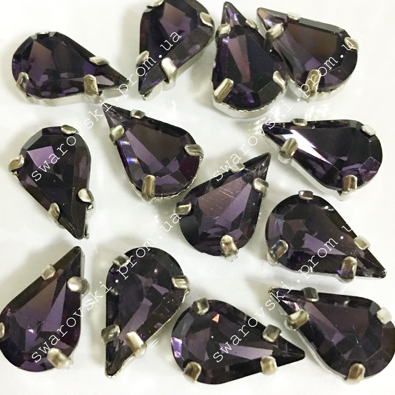 Стрази в цапах, Крапля, Розмір 6x10, Колір Amethyst