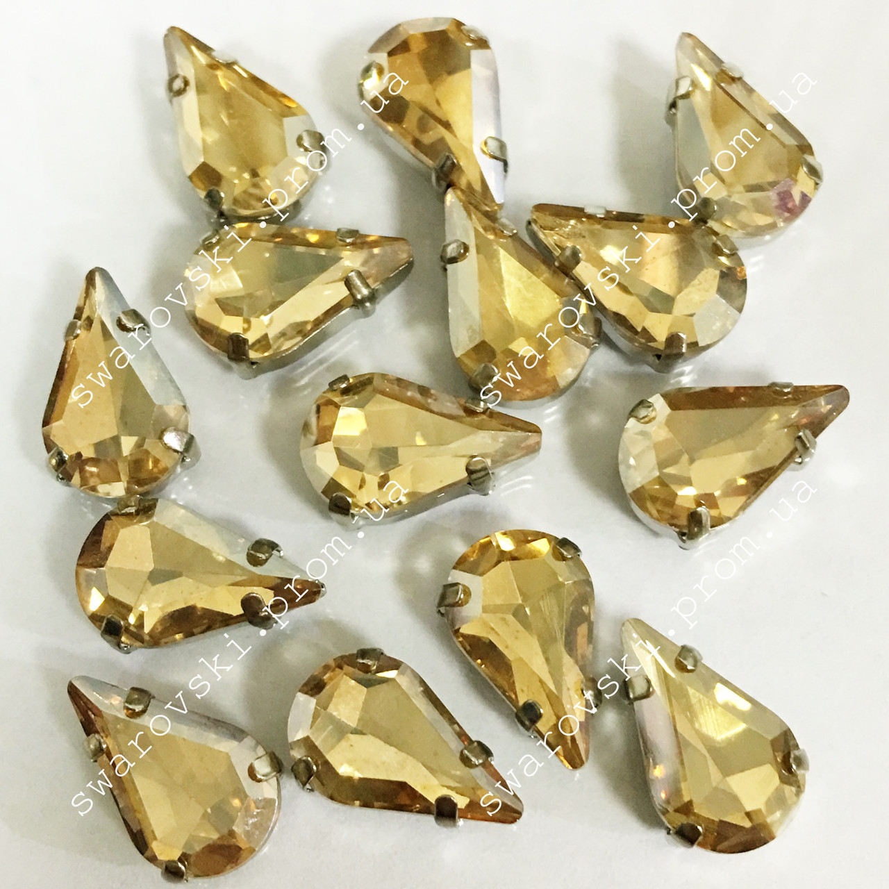 Стрази в цапах, Крапля, Розмір 6x10, Колір Golden Shadow