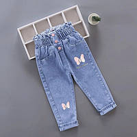 Детские стильные джинсовые штаны на девочку, джинсы для детей голубые Минни Маус