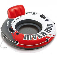 Надувное одноместное круг-кресло для плавания Intex River Run сетчатое дно 135х135 см 56825