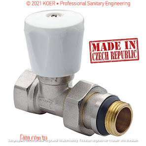Кран радіаторний із ручкою прямий 1/2x1/2 з антипротечкою KOER 903-Gi, фото 3