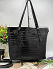 Сумка жіноча відмінної якості 33*28 см Nata Чорна рептилія, фото 4