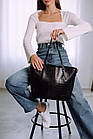 Сумка жіноча відмінної якості 33*28 см Nata Чорна рептилія, фото 3