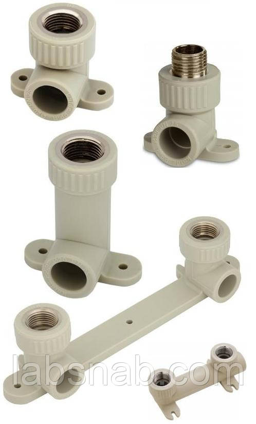 Кут ВР з кріпленням, Кут НР з кріпленням, Кут ВР на планці, Кут ВР на планці подвійний ППР, фото 1