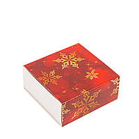 Коробка для пряника без вікна 80х80х30 , "Сніг" червона