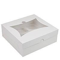 Коробка для капкейків з вікном "Кексік" 240х250х90 (на 9 шт) , біла