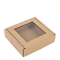 Коробка 100х100х30 для пряника з вікном, крафт