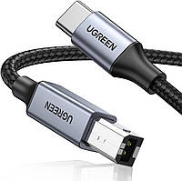 Кабель Ugreen USB-C to USB type B 2.0 Printer Cable для принтеров, сканеров, МФУ 1 м Black (US370)