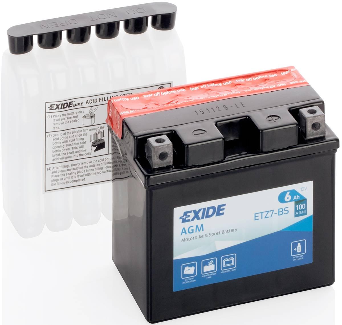 Аккумулятор Гелевый Мото 6Ah 100A EXIDE ETZ7-BS = YTZ7-BS для Honda Dio ...