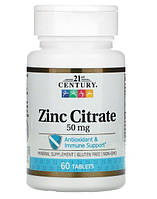 21st Century Zinc Citrate 50 mg 60 Tabs