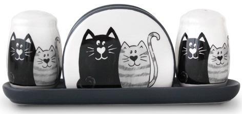 Набір для спецій «Мурчики» на підставці, кераміка, фото 1