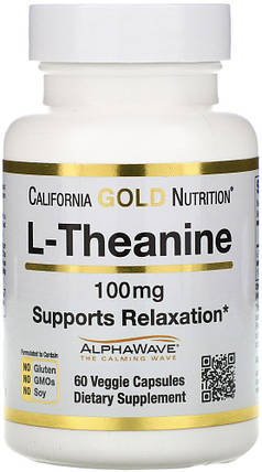 California Gold Nutrition L-Theanine 100 mg 60 Caps, фото 1