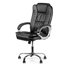 Шкіряне крісло Barsky Soft Leather Soft-01, чорне крісло з натуральної шкіри, фото 4