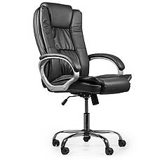 Шкіряне крісло Barsky Soft Leather Soft-01, чорне крісло з натуральної шкіри, фото 2