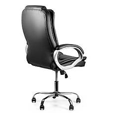 Шкіряне крісло Barsky Soft Leather Soft-01, чорне крісло з натуральної шкіри, фото 2