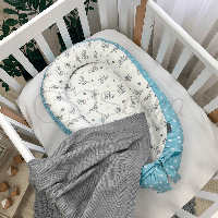Кокон гнездышко для новорожденного позиционер Baby Design Baby серо-голубой 90х65 см