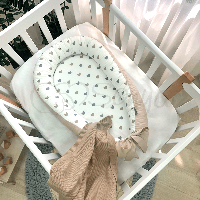 Кокон гнездышко для малышей позиционер Baby Design Сердечки серо-бежевые 90х65 см