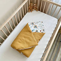 Детский плед-конверт двухсторонний с одеялом Baby Dream Радуги 80х100 см