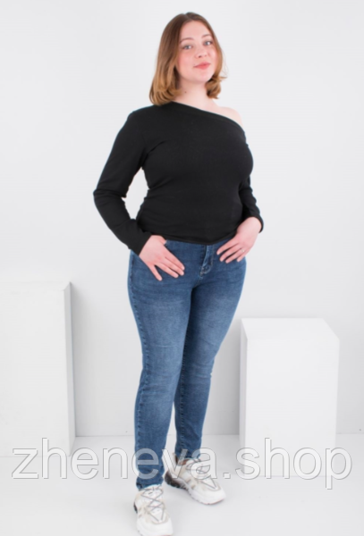 Жіночі сині джинси скіні, розмір 31-38, напівбатал, фото 1