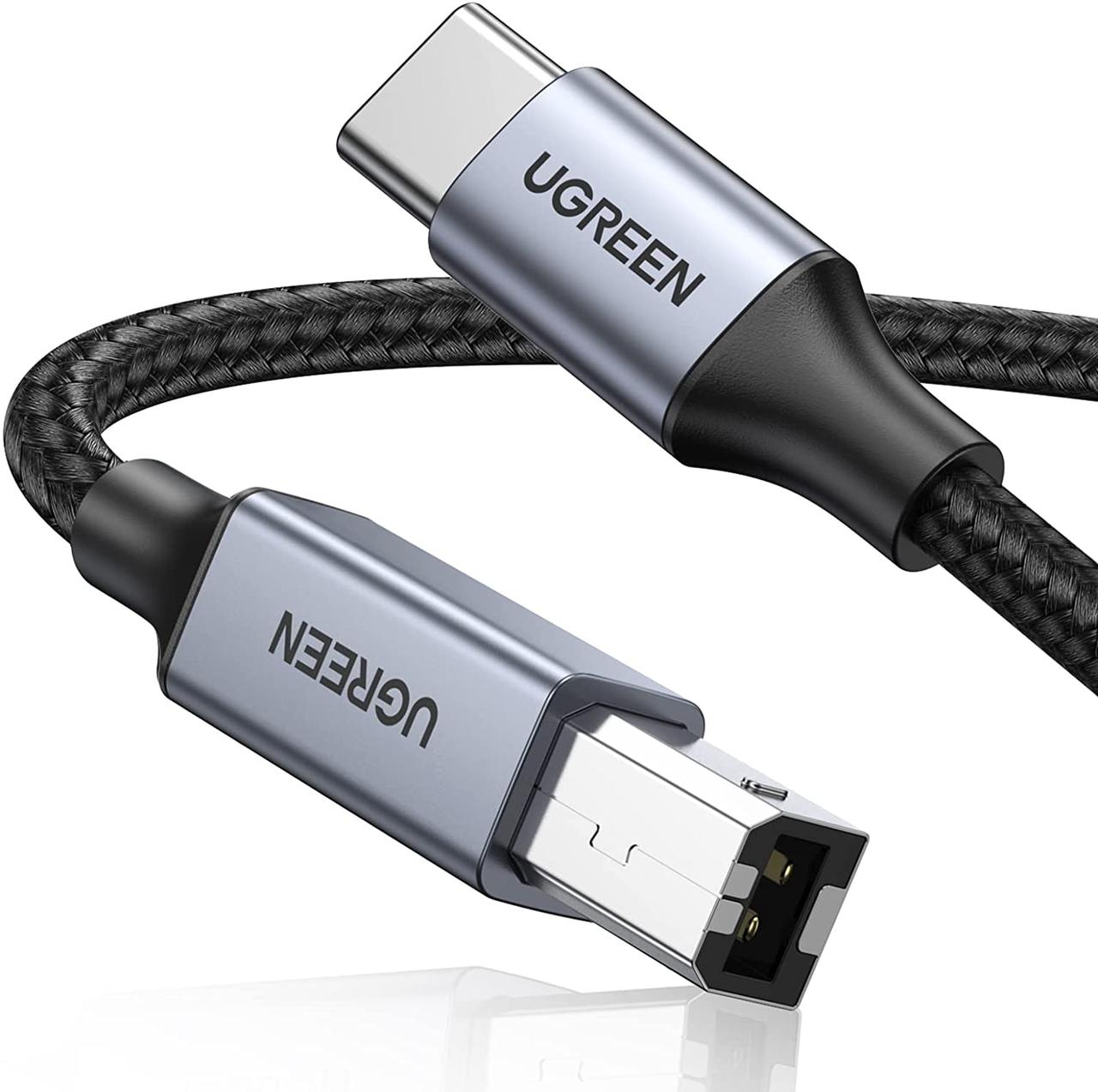 Кабель Ugreen USB-C to USB type B 2.0 Printer Cable для принтерів, сканерів, БФП 2 м Black (US370)