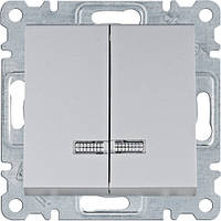 Вимикач 2-кл. з підсвічуванням Hager Lumina Срібний