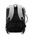 Сумка рюкзак трансформер для ноутбука 15,6" протиударний з USB та кодовим замком Сірий ( код: IBN035S ), фото 4