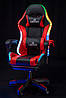Крісло геймерське DIEGO з підставкою для ніг і підсвіткою + масаж чорно-червоне, фото 3