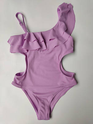 Дитячий і підлітковий купальник в рубчик Z.Five 2212 бузковий на 120 см ріст, фото 2