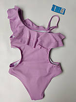 Дитячий і підлітковий купальник в рубчик Z.Five 2212 бузковий на 120 см ріст, фото 3