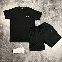 Комплект мужской летний Шорты + Футболка + Носки Nike GL черный Спортивный костюм на лето трикотажный Найк