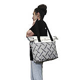 Сумка модна жіноча для покупок із саржі практична містка illusion (38х48х14см) 260 г/кв.м.чорна, фото 6
