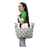 Сумка модна жіноча для покупок із саржі практична містка illusion (38х48х14см) 260 г/кв.м.чорна, фото 7