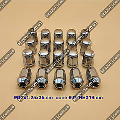 Колісні гайки M12х1.25 ключ 19 мм для Nissan, Suzuki, Subaru. Гайки Ніссан, Сузуки, Субару