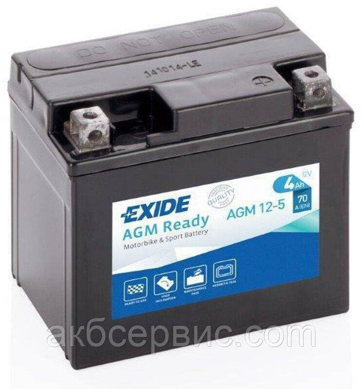 Mотоакумулятор Exide 4 ah AGM12-5 (залитий і заряджений, технологія AGM)