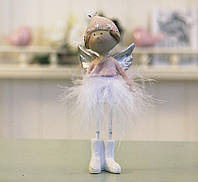 Декоративная статуэтка новогодняя игрушка Ангел h14см Гранд Презент 1016570-2 сердечный