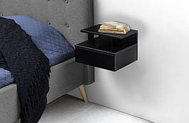 Приліжкова тумбочка навісна на один ящик, тумбочка в спальню \ колір Чорний