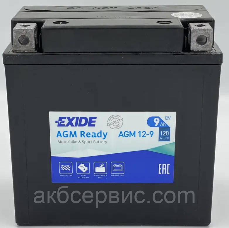 Mото акумулятор Exide 9 ah AGM12-9 (залитий і заряджений, технологія AGM)