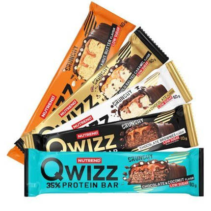 Протеїнові батончики Nutrend Qwizz Protein Bar 60 g Almond Chocolate, фото 3