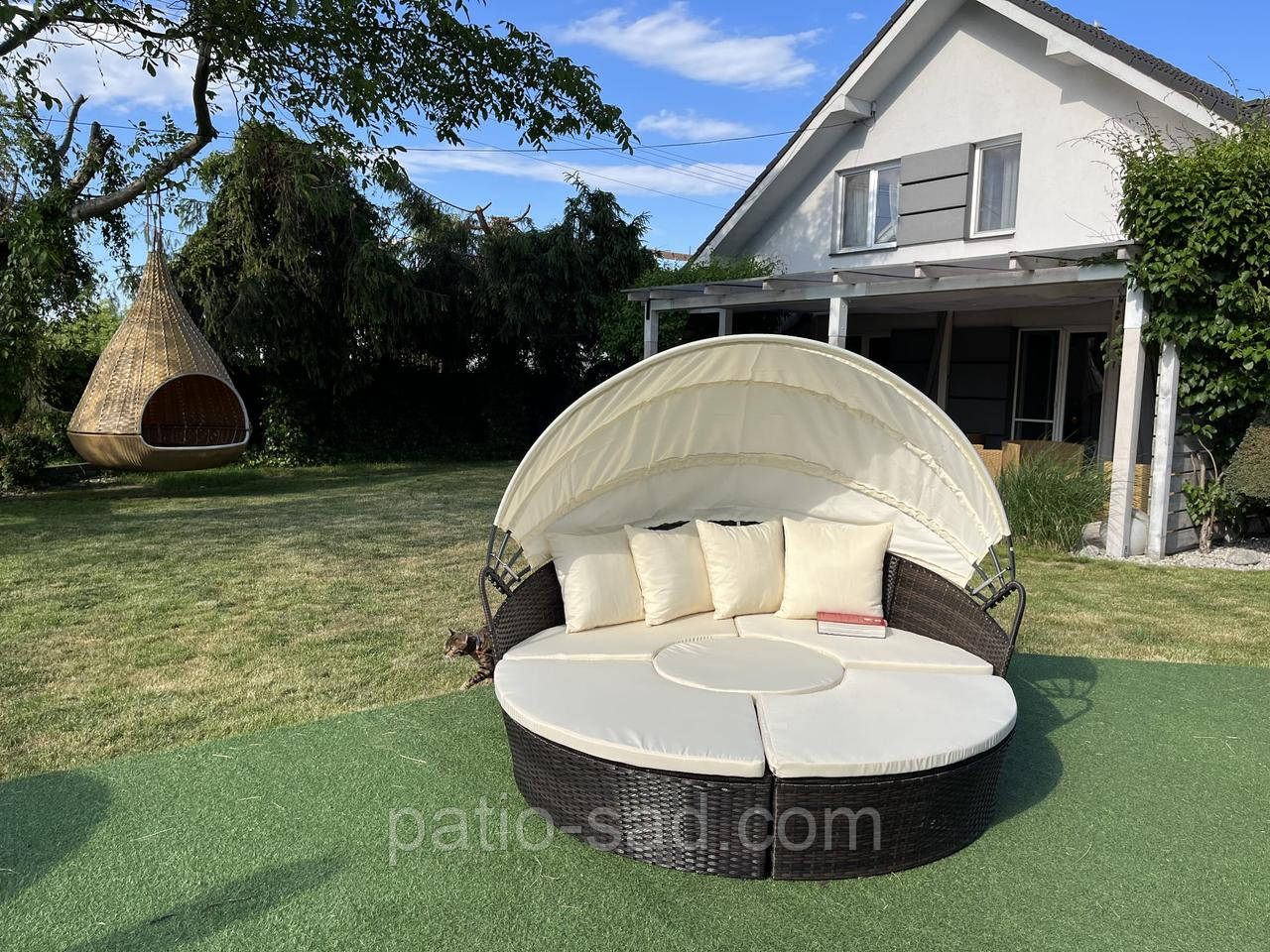 Шезлонг круглий 180 см., садовий острів, мушля, фото 1