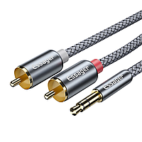 Кабель звуковий Essager 3.5mm to 2 RCA 2m gray