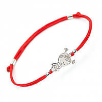 Серебряный браслет Family Tree Jewelry на красной шелковой нити для родителей и детей - Lucky Girl Bracelet