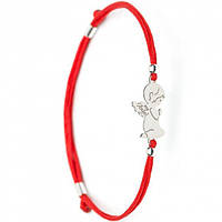 Серебряный браслет защиты от сглаза Family Tree Jewelry на красной шелковой нити Ангел - Praing Angel Bracelet