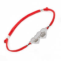 Парный серебряный браслет Family Tree Jewelry Вдохновляющий красная шелковая нить на руку Два Сердца - Two