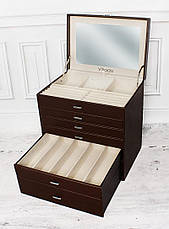 Велика скринька-органайзер Elegant Collection для прикрас, 6 рівнів, коричнева, фото 3