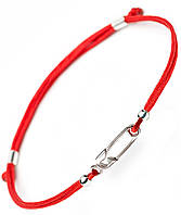 Серебряный браслет символы Украины Family Tree Jewelry с подвеской Булавка красный на шелковой нити