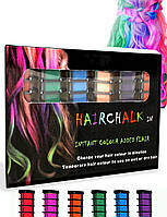 Набор мелков для волос 6 шт Hair chalk Разноцветные красители гребешок для детей и взрослых