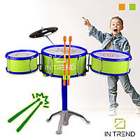 Детская барабанная установка Drum Kit 1801E Салатовый музыкальная игрушка с палочками + тарелка