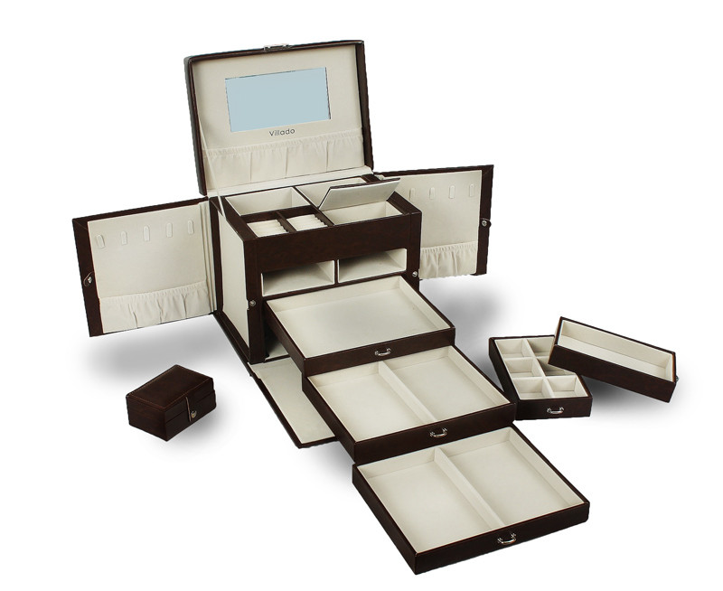 Велика скринька-органайзер Elegant Collection для прикрас 2 в 1 з мініорганайзером, коричнева