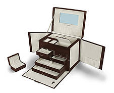 Велика скринька-органайзер Elegant Collection для прикрас 2 в 1 з мініорганайзером, коричнева, фото 3